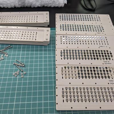 Arrays of laser targets, assembled by robots. 