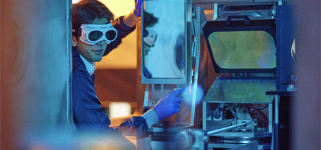 Scientist in a laser lab.