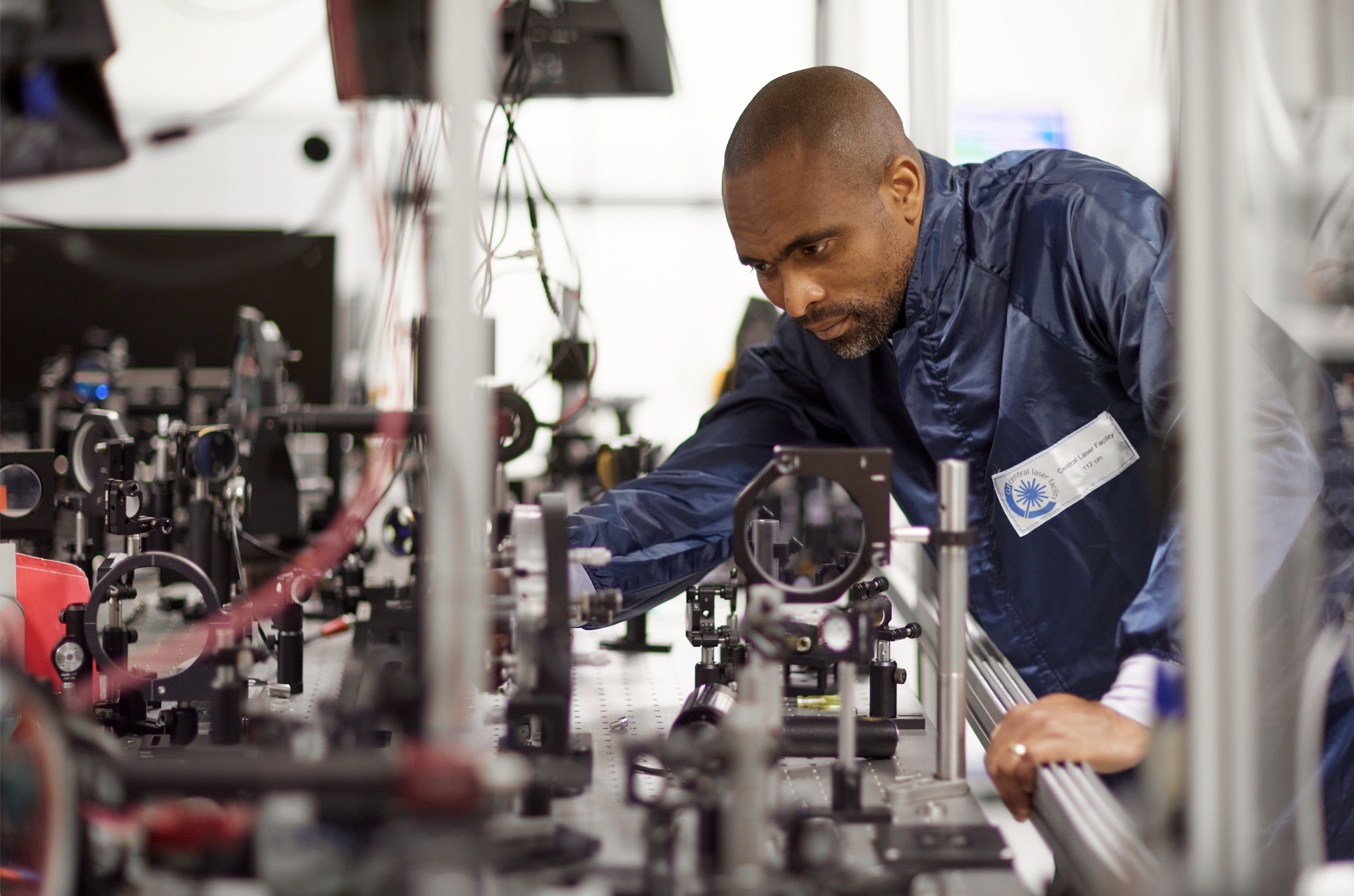 Scientist works on a laser